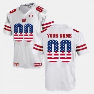 Men's Wisconsin Badgers NCAA #00 Custom White NCAA Under Armour US Flag Fashion Stitched College Football Jersey QA31C37CA